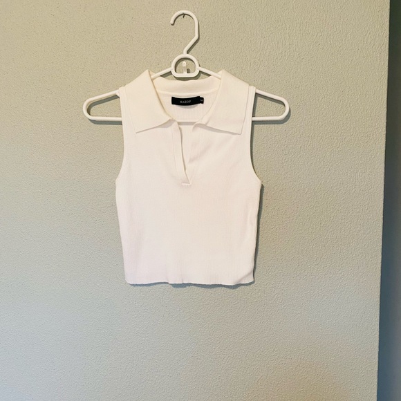 Cream Ribbed Knit Sleeveless Crop Top Bodycon Midi Skirt Set - Picture 2 of 10